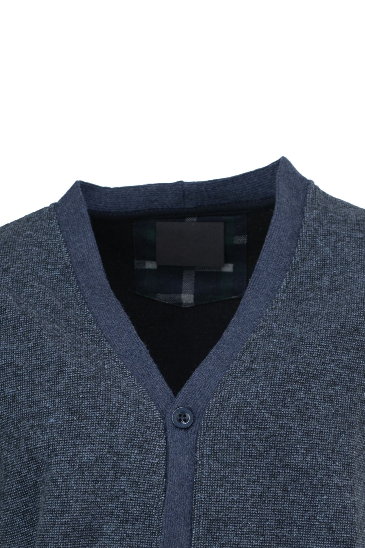 Erkek Kışlık Pamuklu Örme Şardonlu Hırka Cepsiz V Yaka Önden Düğmeli Rahat Kesim Tam Kalıp